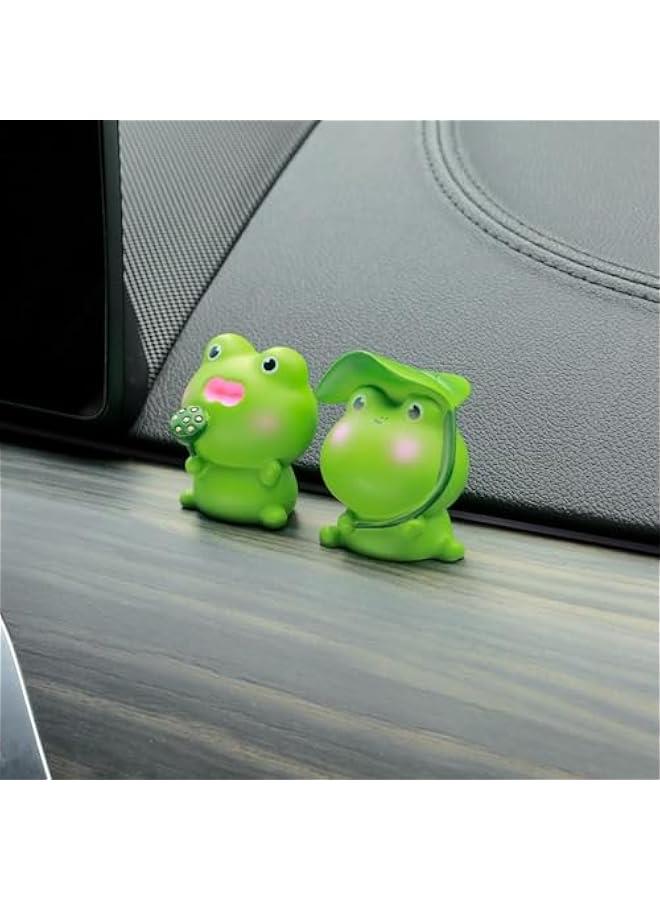 Car Dashboard 4 Pcs Frogs Figurines Ornaments Cute Car Interior Decor Accessories Room Decorative Desktop Decorations Cars Gift (Lotus Series) - Image 4